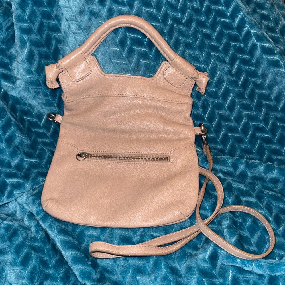 Foley + Corinna Tan Genuine Leather Foldover Zip Pocket Crossbody Small Purse - Picture 2 of 5